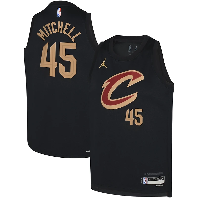 Youth Jordan Brand Donovan Mitchell Black Cleveland Cavaliers Swingman Jersey - Statement