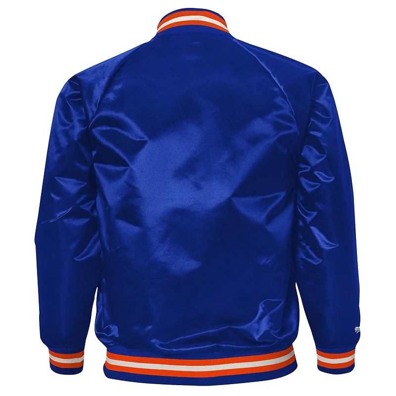 Youth Mitchell & Ness Blue Cleveland Cavaliers Hardwood Classics Satin Raglan Full-Snap Jacket