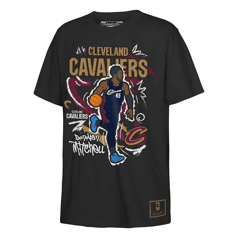 Youth Mitchell & Ness Donovan Black Cleveland Cavaliers Chalked Up Player T-Shirt