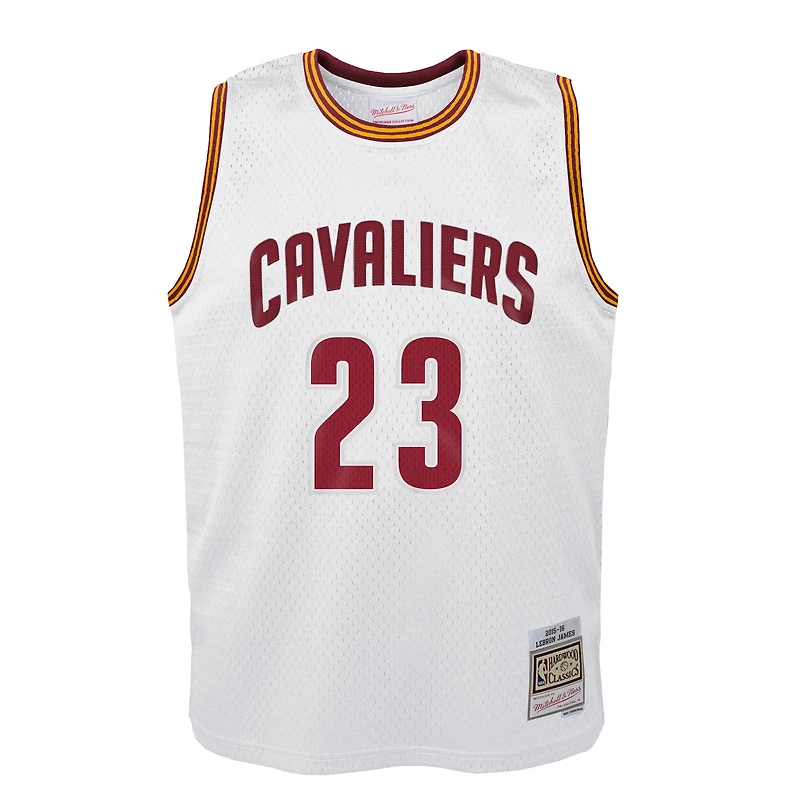 Youth Mitchell & Ness LeBron James White Cleveland Cavaliers 2015-16 Hardwood Classics Swingman Throwback Home Jersey