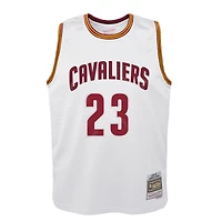 Youth Mitchell & Ness LeBron James White Cleveland Cavaliers 2015-16 Hardwood Classics Swingman Throwback Home Jersey