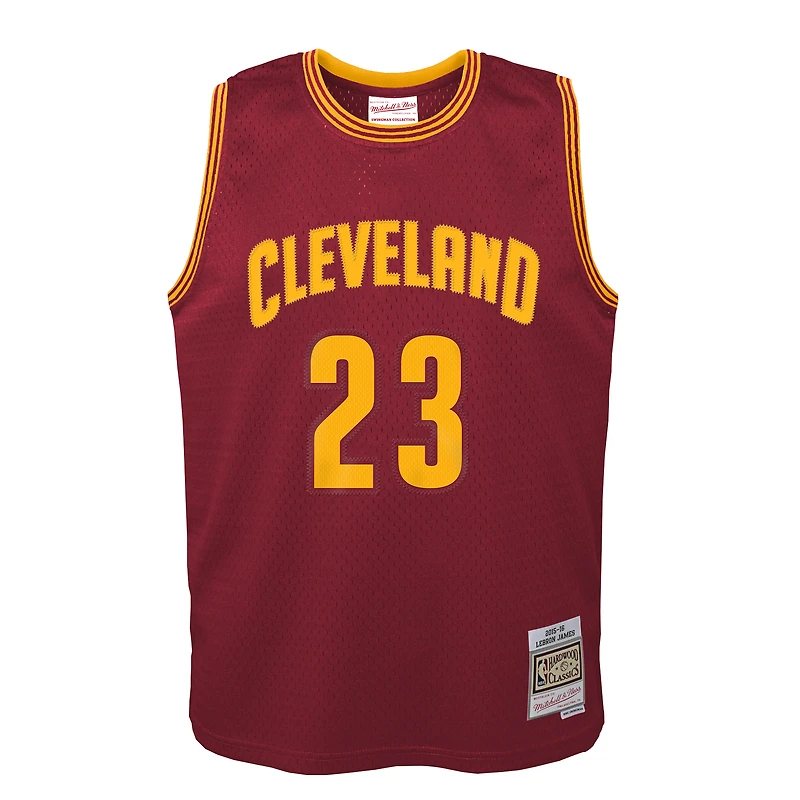 Youth Mitchell & Ness LeBron James Wine Cleveland Cavaliers 2015/16 Hardwood Classics Swingman Jersey