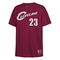 Youth Mitchell & Ness LeBron James Wine Cleveland Cavaliers Hardwood Classics Name Number T-Shirt