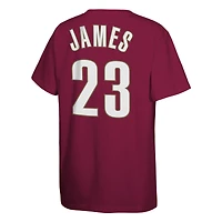 Youth Mitchell & Ness LeBron James Wine Cleveland Cavaliers Hardwood Classics Name Number T-Shirt