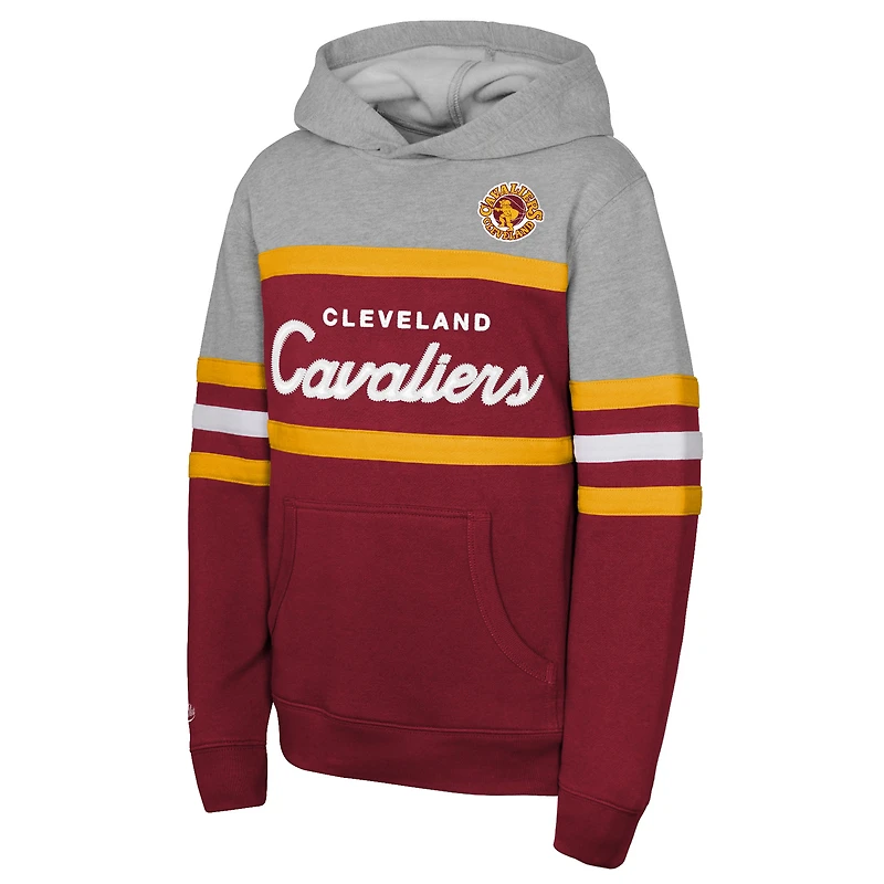 Youth Mitchell & Ness  Wine Cleveland Cavaliers Hardwood Classics Head Coach Pullover Hoodie
