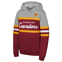 Youth Mitchell & Ness  Wine Cleveland Cavaliers Hardwood Classics Head Coach Pullover Hoodie