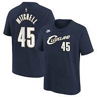 T-shirt Nike Donovan Mitchell bleu marine pour jeune, avec nom et numéro des Cleveland Cavaliers - Édition classique