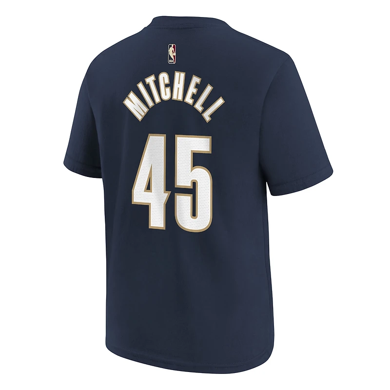 T-shirt Nike Donovan Mitchell bleu marine pour jeune, avec nom et numéro des Cleveland Cavaliers - Édition classique