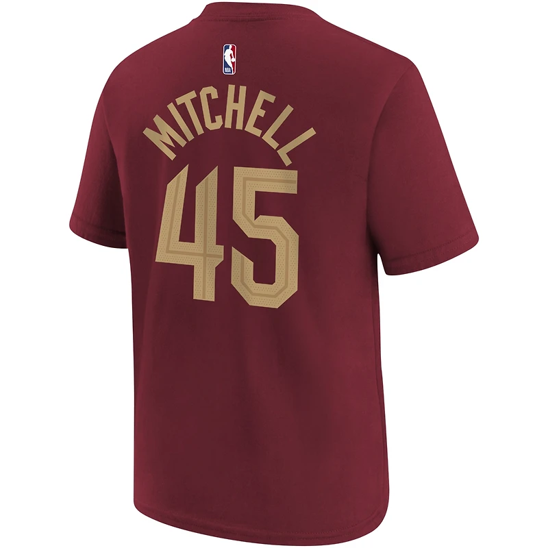 Youth Nike Donovan Mitchell Wine Cleveland Cavaliers Icon Edition Name & Number T-Shirt