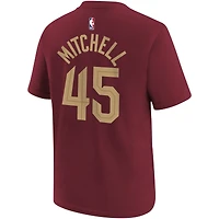 Youth Nike Donovan Mitchell Wine Cleveland Cavaliers Icon Edition Name & Number T-Shirt