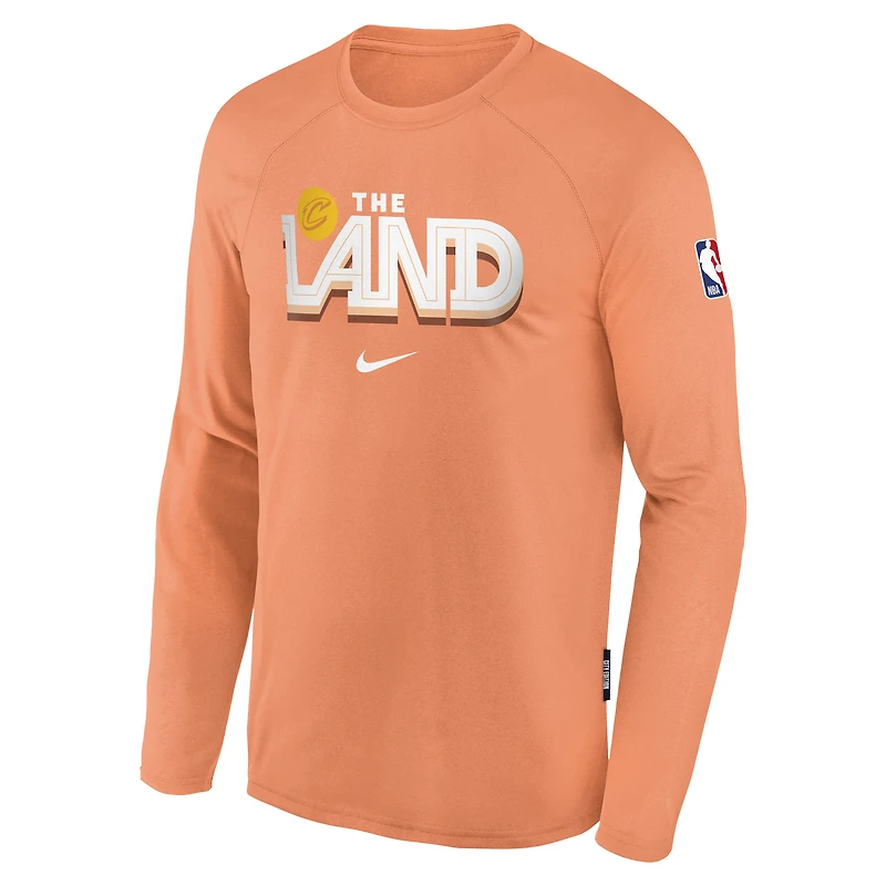 Youth Nike Orange Cleveland Cavaliers 2025/26 City Edition Dri-Fit Long Sleeve Game Top
