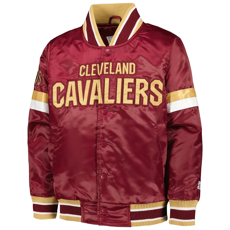 Veste universitaire en satin à bouton-pression pour jeunes Starter Wine Cleveland Cavaliers Home Game