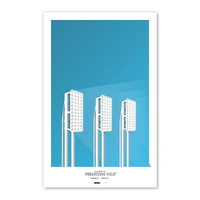 Affiche minimaliste du stade Cleveland Guardians Progressive Field (11 x 43 cm)