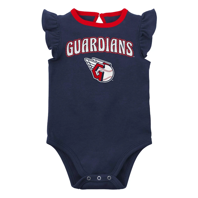 Girls Newborn & Infant Navy/Heather Gray Cleveland Guardians Little Fan Two-Pack Bodysuit Set