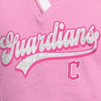 T-shirt raglan à col en V rose pour jeunes filles New Era Cleveland Guardians Mommy & Me