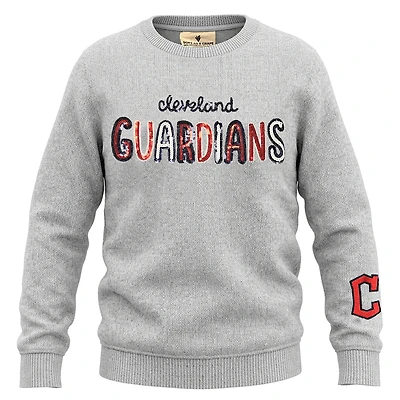 Sweat-shirt à col rond en polaire sequins Cleveland Guardians Nantucket pour filles, gris chiné doux comme du raisin