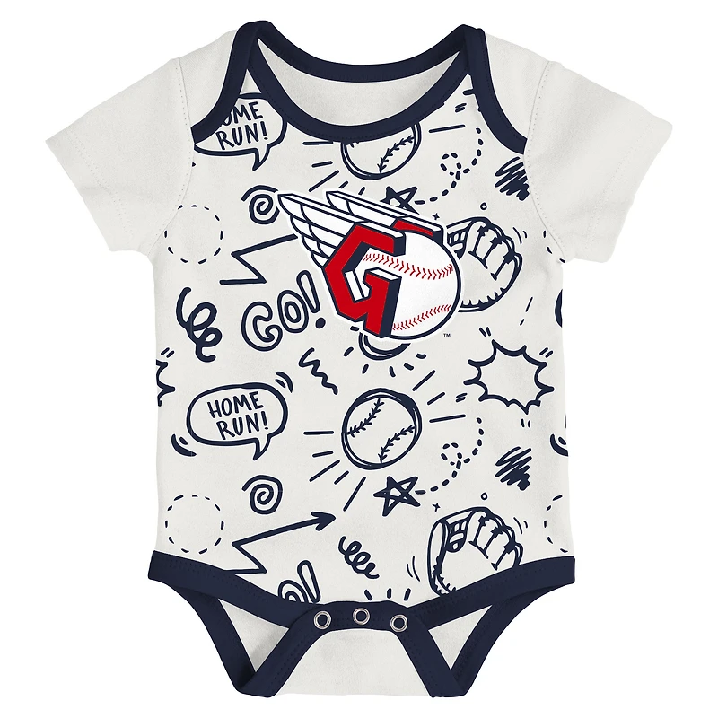 Infant & Newborn Outerstuff Cleveland Guardians All Day Play Three-Piece Bodysuit Set
