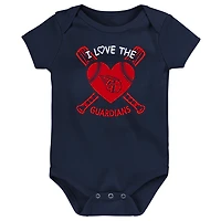 Ensemble de 3 bodys pour bébé bleu marine/rouge/rose Cleveland Guardians Baseball