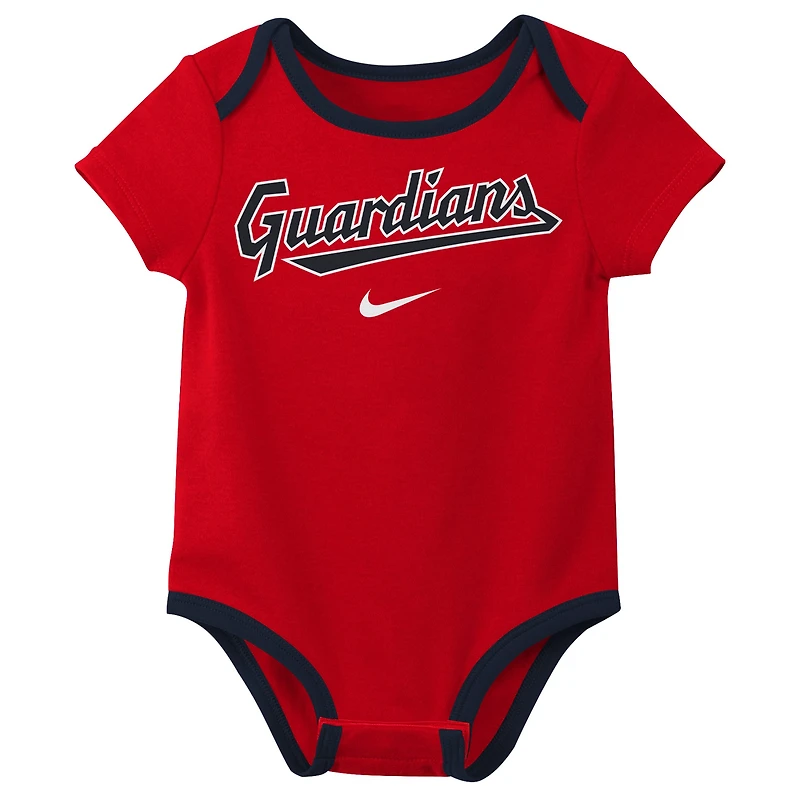 Ensemble de trois bodys Nike Cleveland Guardians Authentic Collection pour bébé