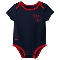 Ensemble de trois bodys Nike Cleveland Guardians Authentic Collection pour bébé