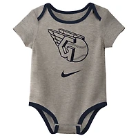 Ensemble de trois bodys Nike Cleveland Guardians Authentic Collection pour bébé