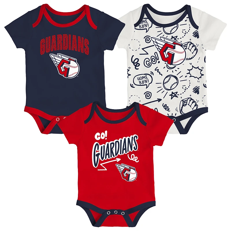 Infant Outerstuff Cleveland Guardians All Day Play Three-Piece Bodysuit Set