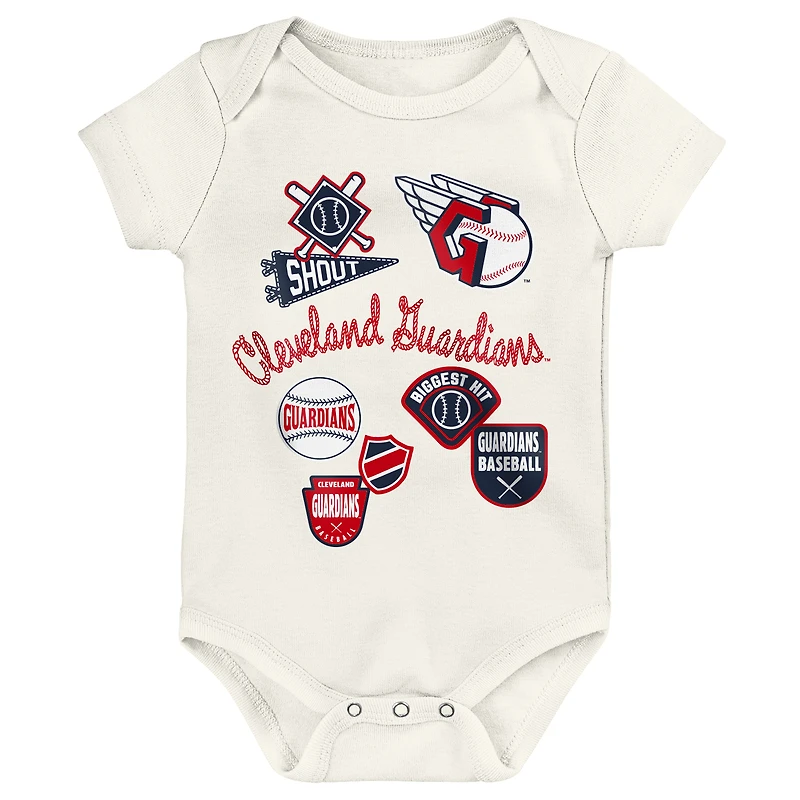 Ensemble de body 3 pièces pour bébé Outerstuff Cleveland Guardians Home Plate