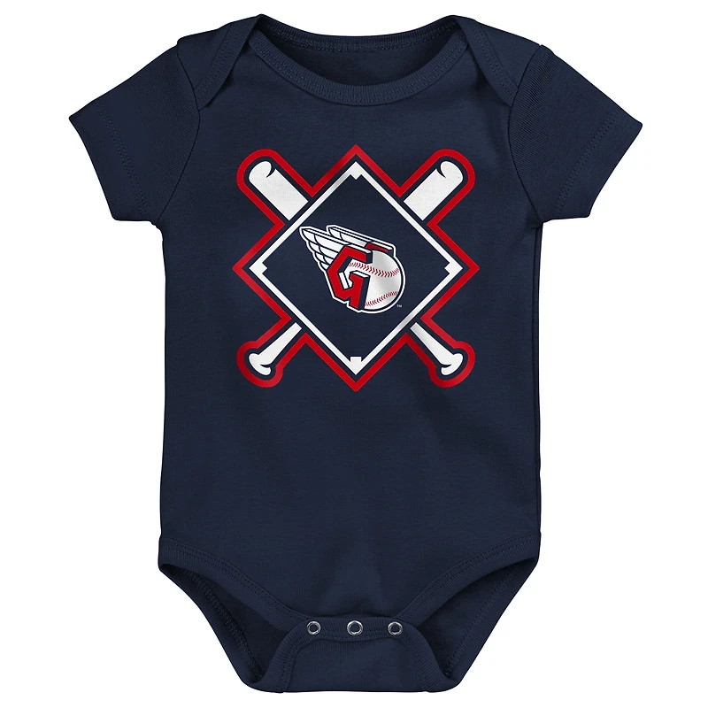 Infant Outerstuff Cleveland Guardians Home Plate 3-Piece Bodysuit Set