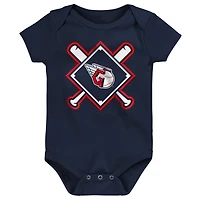 Infant Outerstuff Cleveland Guardians Home Plate 3-Piece Bodysuit Set