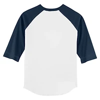 Infant Tiny Turnip White/Navy Cleveland Guardians Stacked Raglan 3/4 Sleeve T-Shirt