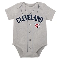 Infant White/Heather Gray Cleveland Guardians Two-Pack Little Slugger Bodysuit Set