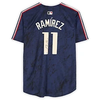 Maillot Nike City Connect Limited bleu marine autographié par José Ramírez des Cleveland Guardians
