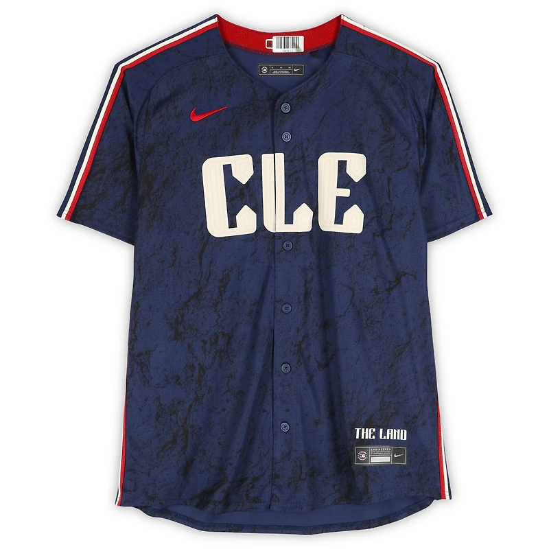 Maillot Nike City Connect Limited bleu marine autographié par José Ramírez des Cleveland Guardians