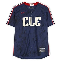 Maillot Nike City Connect Limited bleu marine autographié par José Ramírez des Cleveland Guardians