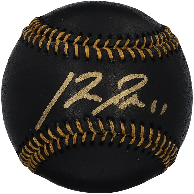 Balle de baseball en cuir noir autographiée par José Ramirez des Cleveland Guardians