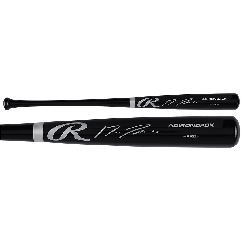 Jose Ramirez Cleveland Guardians a autographié la batte noire Rawlings Pro