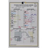 Carte de composition d'équipe autographiée par José Ramirez, gardiens de Cleveland, lors du match contre les Pirates de Pittsburgh, le 31 août 2024