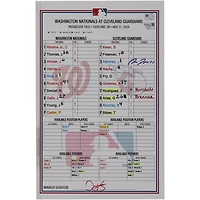 Carte de composition d'équipe dédicacée de Jose Ramirez par les Cleveland Guardians lors du match contre les Washington Nationals le 31 mai 2024