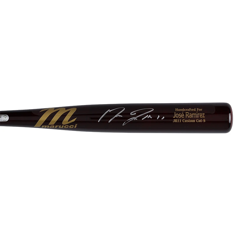Bâton de match Marucci autographié par José Ramirez, joueur des Cleveland Guardians.