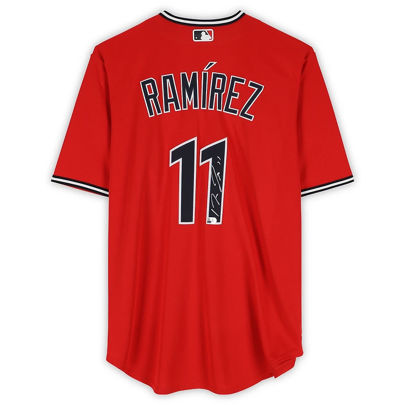 Maillot réplique rouge Nike autographié de José Ramirez des Cleveland Guardians