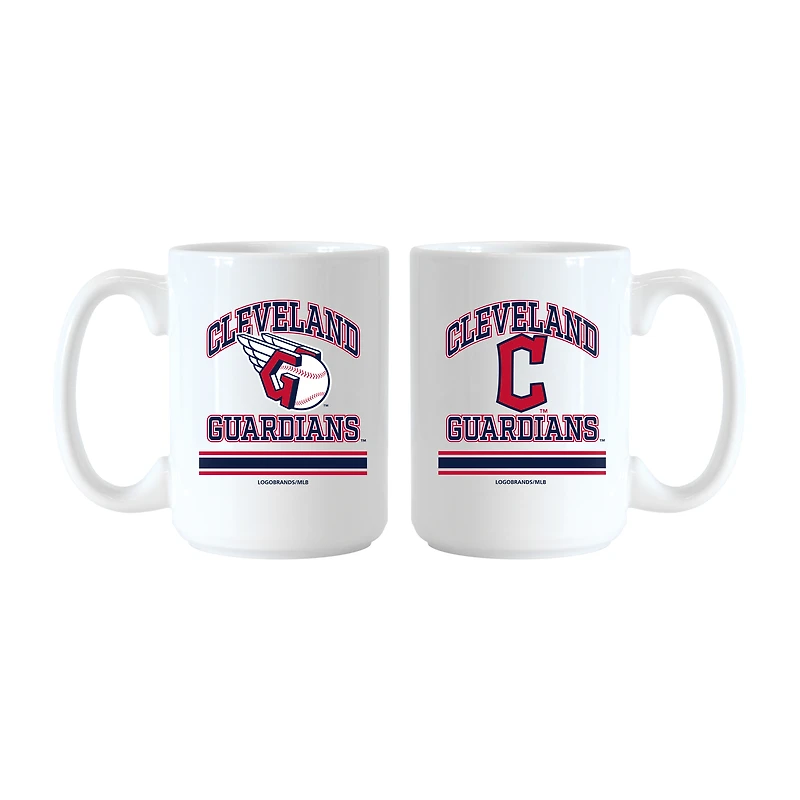 Ensemble de tasses Logo Brands Cleveland Guardians 15 oz. Modèle actuel et rétro