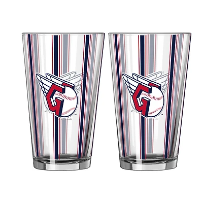Logo Brands Cleveland Guardians Two-Piece 16oz. Striped Pint Glass Set