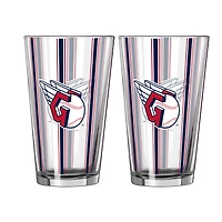 Ensemble de deux verres à bière rayés de 473 ml (16 oz) Logo Brands Cleveland Guardians