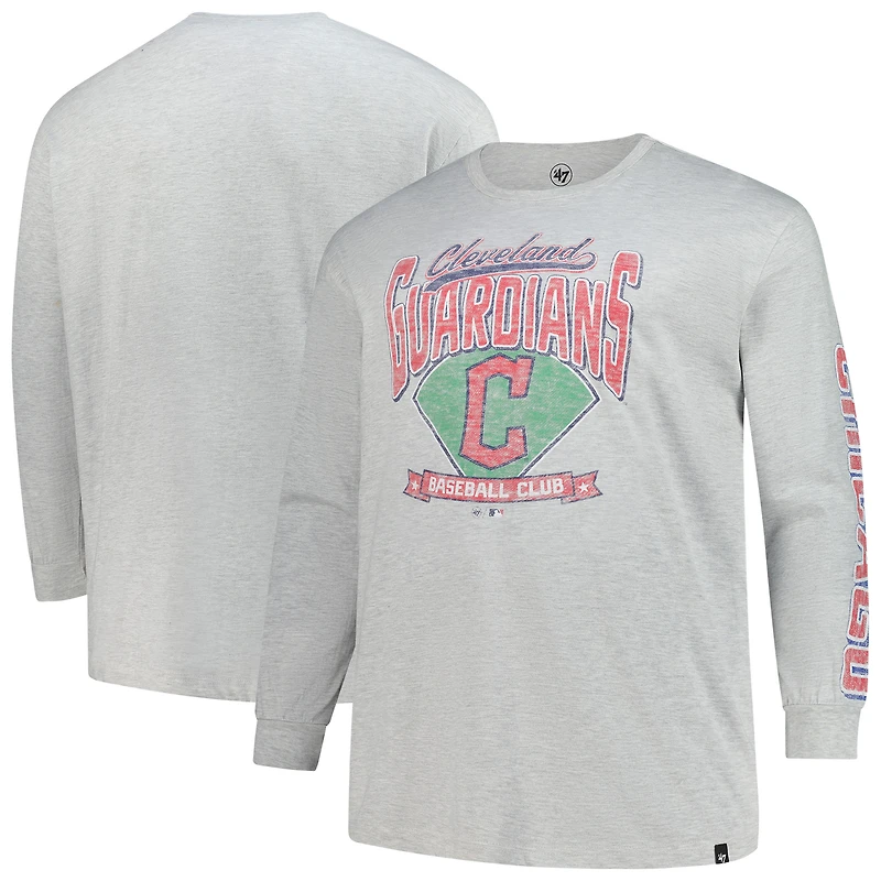 T-shirt à manches longues Franklin gris vieilli pour homme '47 Cleveland Guardians Big & Tall