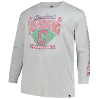 T-shirt à manches longues Franklin gris vieilli pour homme '47 Cleveland Guardians Big & Tall