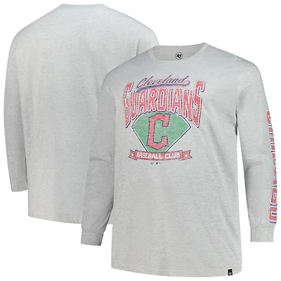 Men's '47  Gray Cleveland Guardians Big & Tall Distressed Franklin Long Sleeve T-Shirt