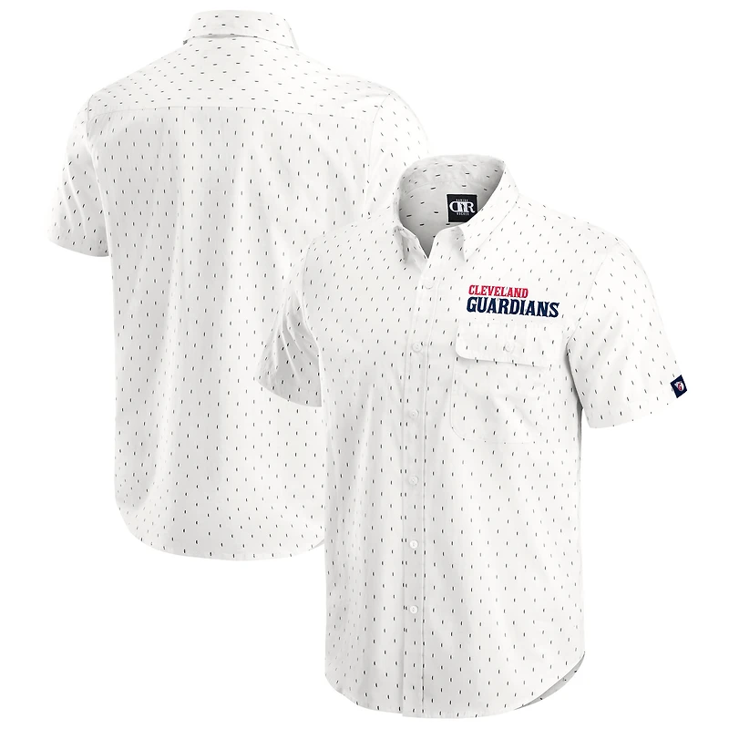 Chemise boutonnée imprimée pour homme Darius Rucker Collection by Fanatics, couleur crème, des Cleveland Guardians