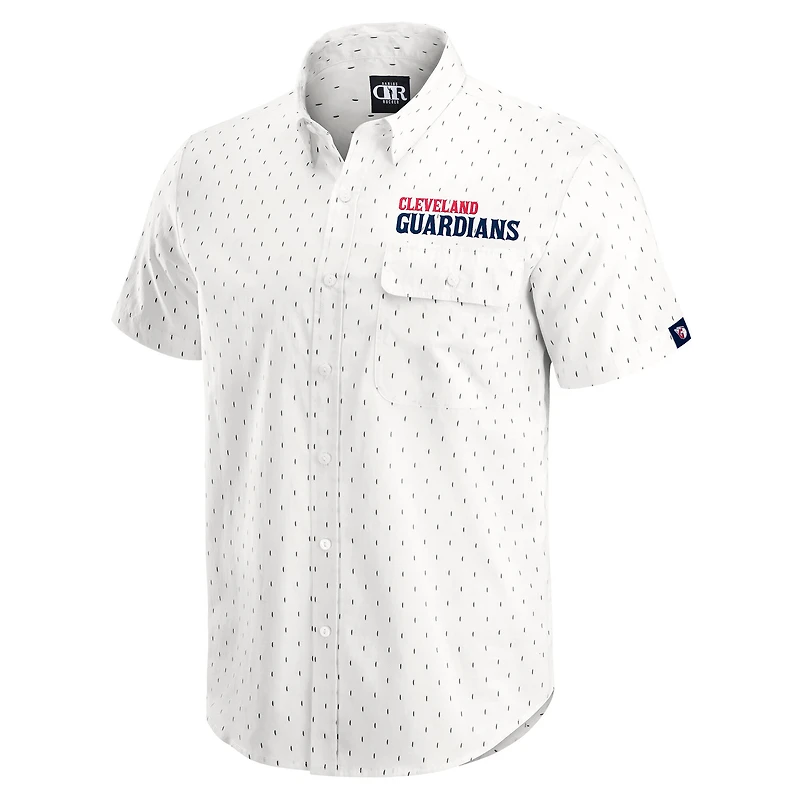 Men's Darius Rucker Collection by Fanatics  Cream Cleveland Guardians Printed Button-Down Shirt