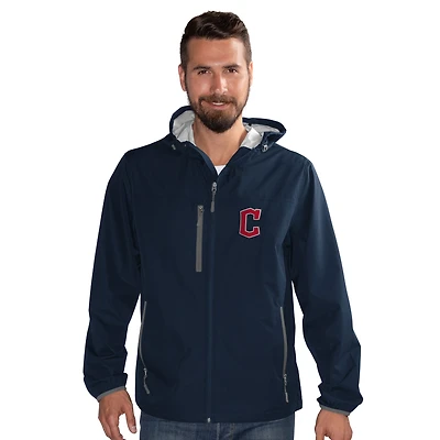 Men's G-III Sports by Carl Banks  Navy Cleveland Guardians Double Play Hooded Lightweight Full-Zip Jacket
