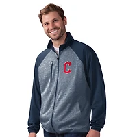 Veste de survêtement à glissière complète G-III Sports by Carl Banks bleu marine Cleveland Guardians Runners Raglan pour homme